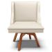 Kit 2 Poltronas Decorativas Base Giratória de Madeira Firenze PU Bege/Natural G19 - Gran Belo