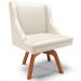 Kit 2 Poltronas Decorativas Base Giratória de Madeira Firenze PU Bege/Natural G19 - Gran Belo