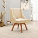 Kit 2 Poltronas Decorativas Base Giratória de Madeira Firenze Suede Bege/Natural G19 - Gran Belo