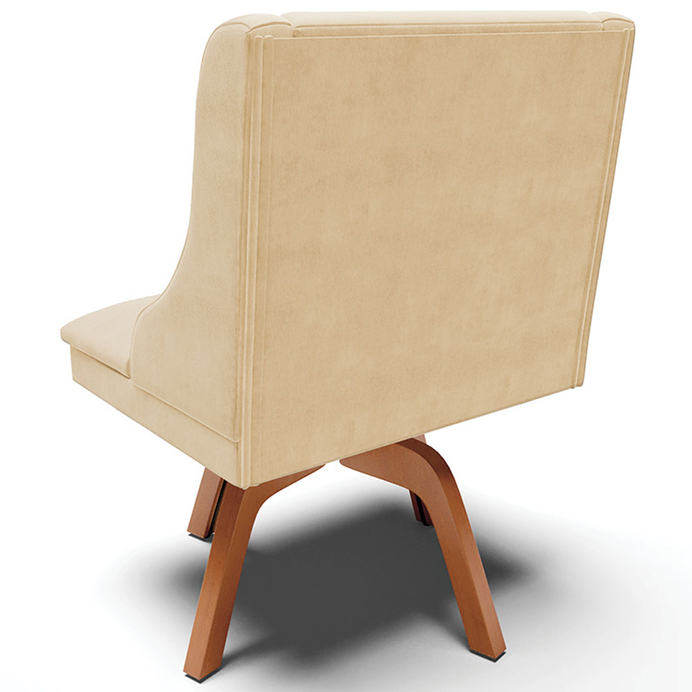 Kit 2 Poltronas Decorativas Base Giratória de Madeira Firenze Suede Bege/Natural G19 - Gran Belo