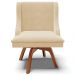 Kit 2 Poltronas Decorativas Base Giratória de Madeira Firenze Suede Bege/Natural G19 - Gran Belo