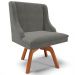 Kit 2 Poltronas Decorativas Base Giratória de Madeira Firenze Suede Grafite/Natural G19 - Gran Belo