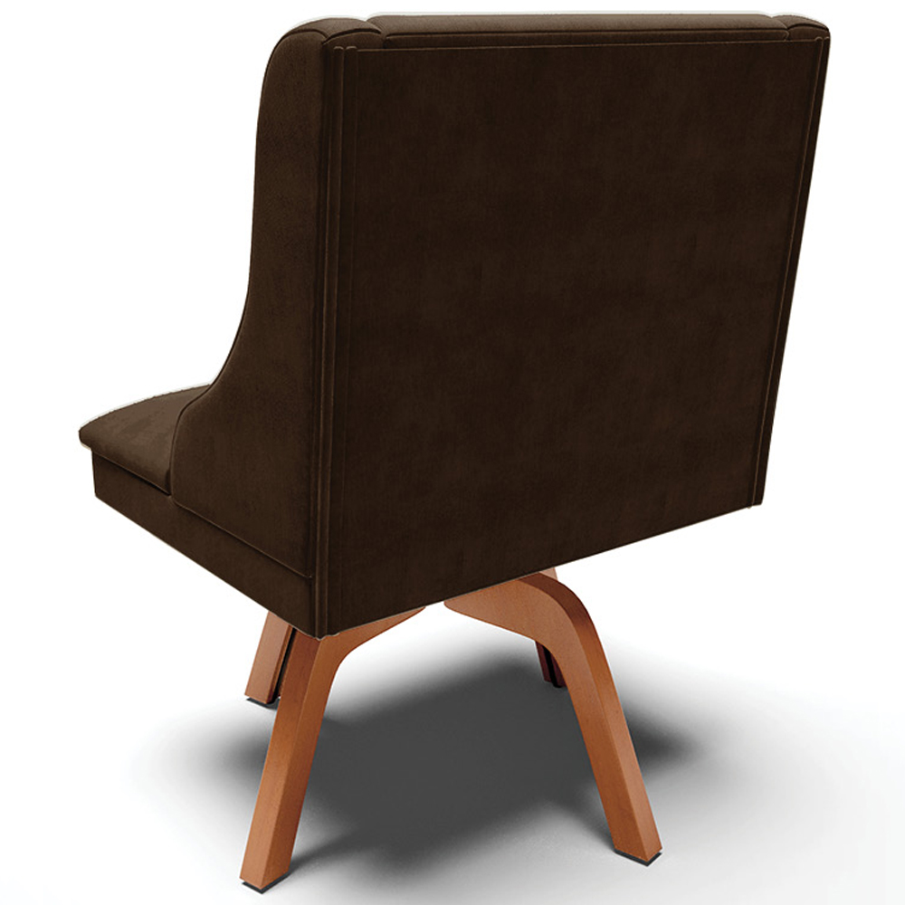 Kit 2 Poltronas Decorativas Base Giratória de Madeira Firenze Suede Marrom/Natural G19 - Gran Belo
