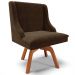 Kit 2 Poltronas Decorativas Base Giratória de Madeira Firenze Suede Marrom/Natural G19 - Gran Belo