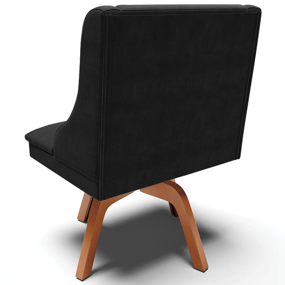 Kit 2 Poltronas Decorativas Base Giratória de Madeira Firenze Suede Preto/Natural G19 - Gran Belo