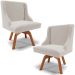 Kit 2 Poltronas Decorativas Base Giratória de Madeira Firenze Veludo Cinza/Natural G19 - Gran Belo
