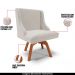 Kit 2 Poltronas Decorativas Base Giratória de Madeira Firenze Veludo Cinza/Natural G19 - Gran Belo