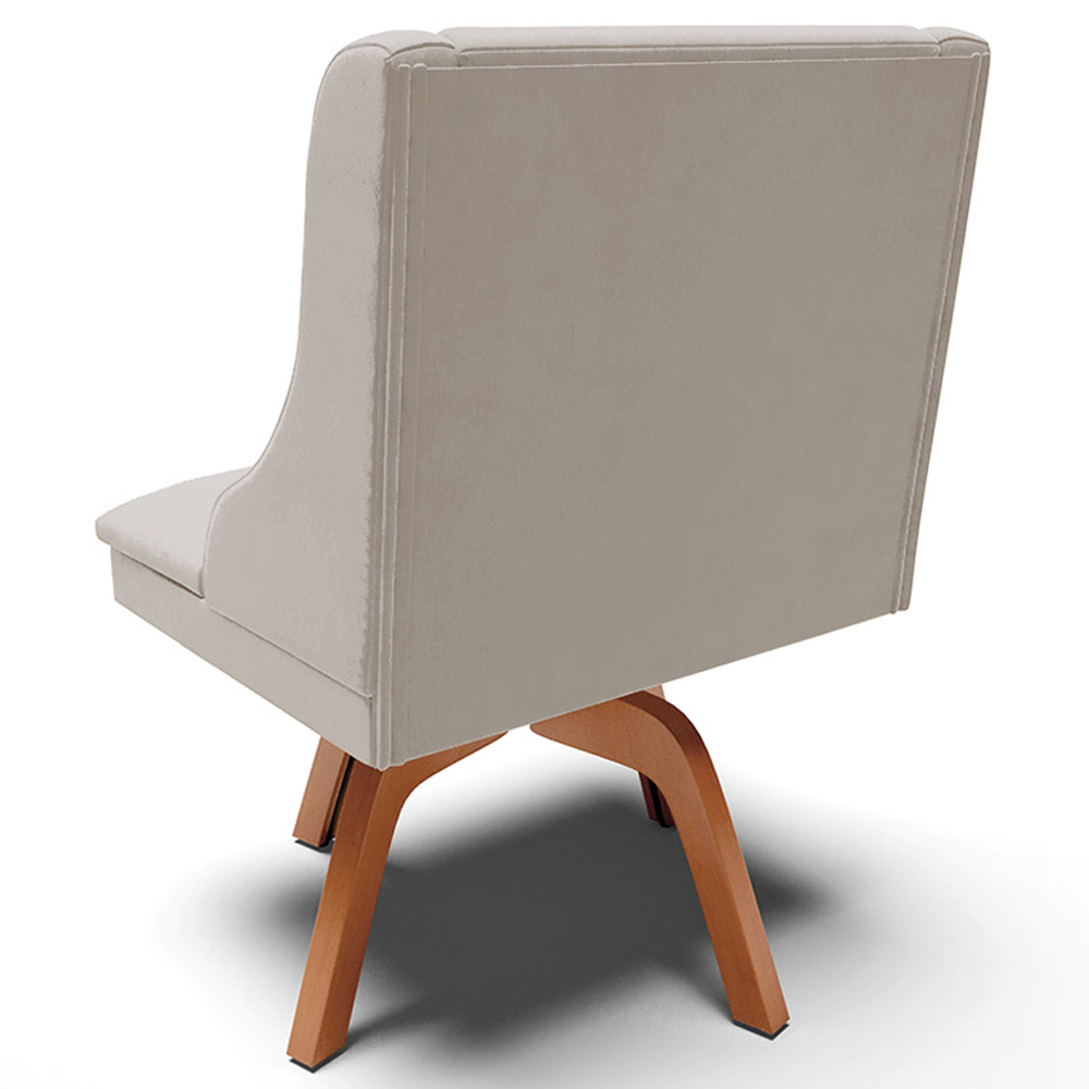 Kit 2 Poltronas Decorativas Base Giratória de Madeira Firenze Veludo Cinza/Natural G19 - Gran Belo