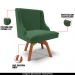 Kit 2 Poltronas Decorativas Base Giratória de Madeira Firenze Veludo Verde/Natural G19 - Gran Belo