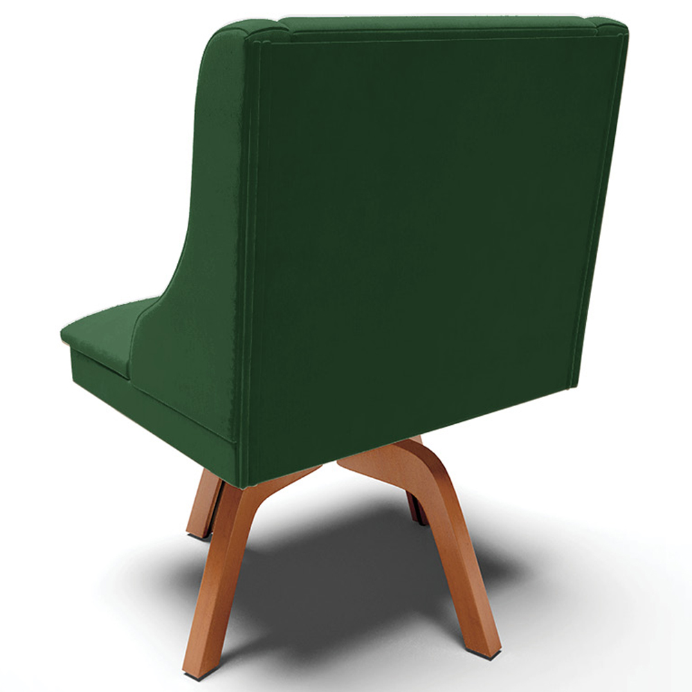 Kit 2 Poltronas Decorativas Base Giratória de Madeira Firenze Veludo Verde/Natural G19 - Gran Belo