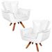 Kit 2 Poltronas Decorativas Base Giratória em Madeira Charger PU Branco G19 - Gran Belo