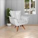 Kit 2 Poltronas Decorativas Base Giratória em Madeira Charger PU Branco G19 - Gran Belo