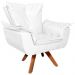 Kit 2 Poltronas Decorativas Base Giratória em Madeira Charger PU Branco G19 - Gran Belo