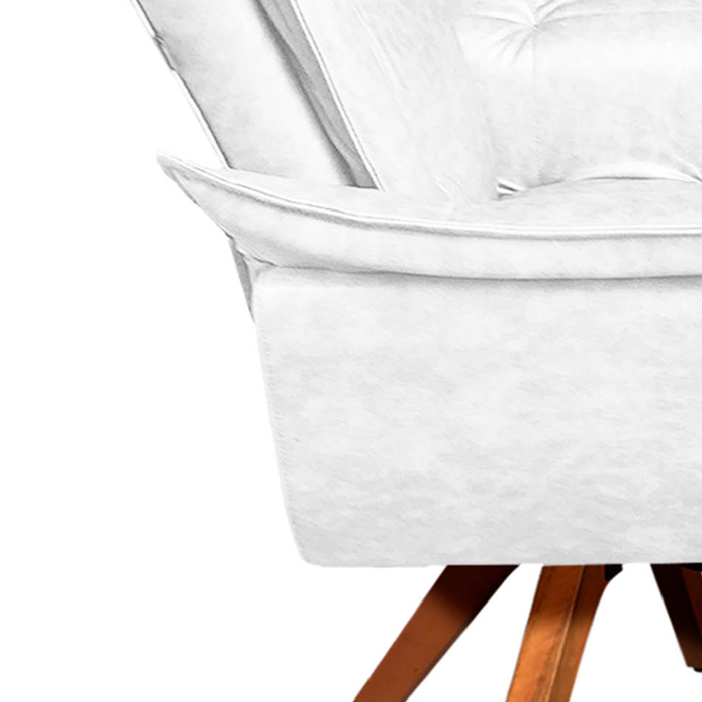 Kit 2 Poltronas Decorativas Base Giratória em Madeira Charger PU Branco G19 - Gran Belo