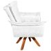 Kit 2 Poltronas Decorativas Base Giratória em Madeira Charger PU Branco G19 - Gran Belo