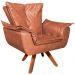 Kit 2 Poltronas Decorativas Base Giratória em Madeira Charger PU Marrom G19 - Gran Belo