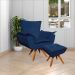 Kit 2 Poltronas Decorativas Base Giratória em Madeira Charger Suede Azul Marinho G19 - Gran Belo