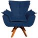 Kit 2 Poltronas Decorativas Base Giratória em Madeira Charger Suede Azul Marinho G19 - Gran Belo