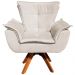 Kit 2 Poltronas Decorativas Base Giratória em Madeira Charger Suede Bege G19 - Gran Belo
