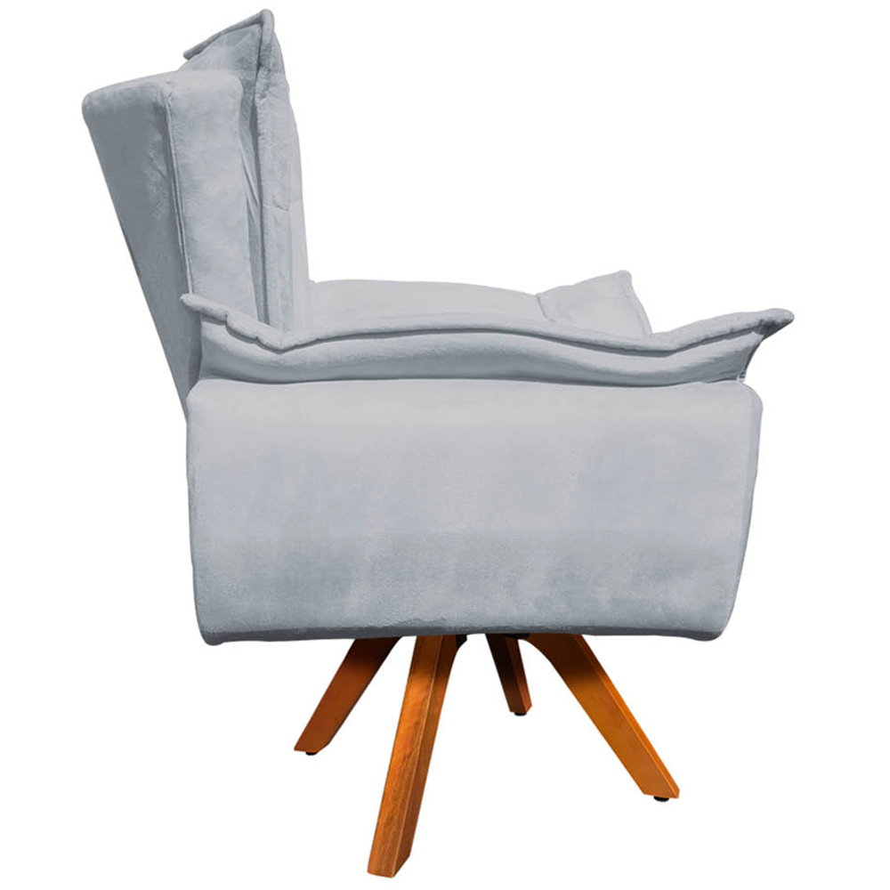Kit 2 Poltronas Decorativas Base Giratória em Madeira Charger Suede Cinza G19 - Gran Belo
