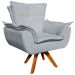 Kit 2 Poltronas Decorativas Base Giratória em Madeira Charger Suede Cinza G19 - Gran Belo