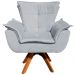 Kit 2 Poltronas Decorativas Base Giratória em Madeira Charger Suede Cinza G19 - Gran Belo