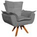 Kit 2 Poltronas Decorativas Base Giratória em Madeira Charger Suede Grafite G19 - Gran Belo