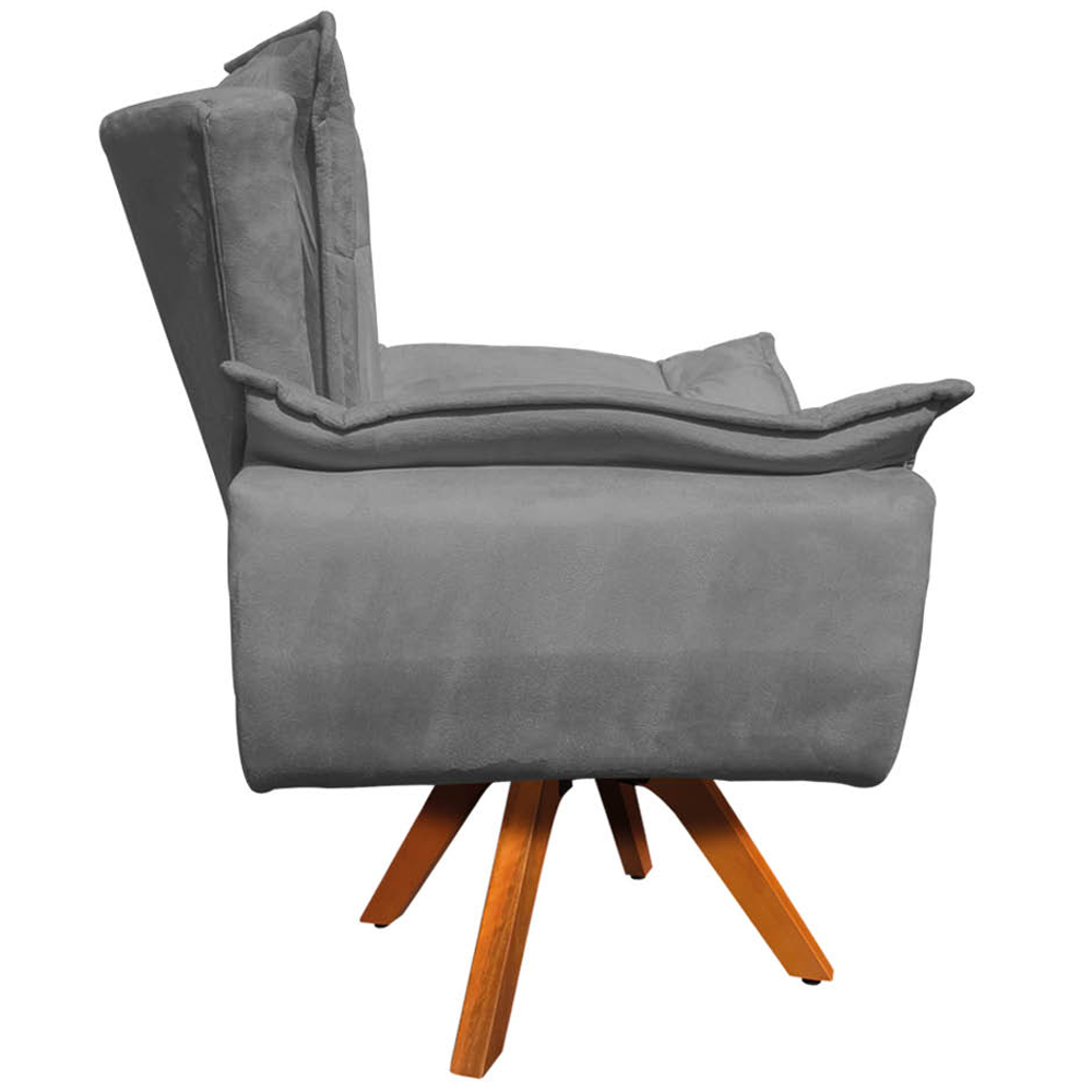 Kit 2 Poltronas Decorativas Base Giratória em Madeira Charger Suede Grafite G19 - Gran Belo