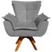 Kit 2 Poltronas Decorativas Base Giratória em Madeira Charger Suede Grafite G19 - Gran Belo