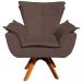 Kit 2 Poltronas Decorativas Base Giratória em Madeira Charger Suede Marrom G19 - Gran Belo