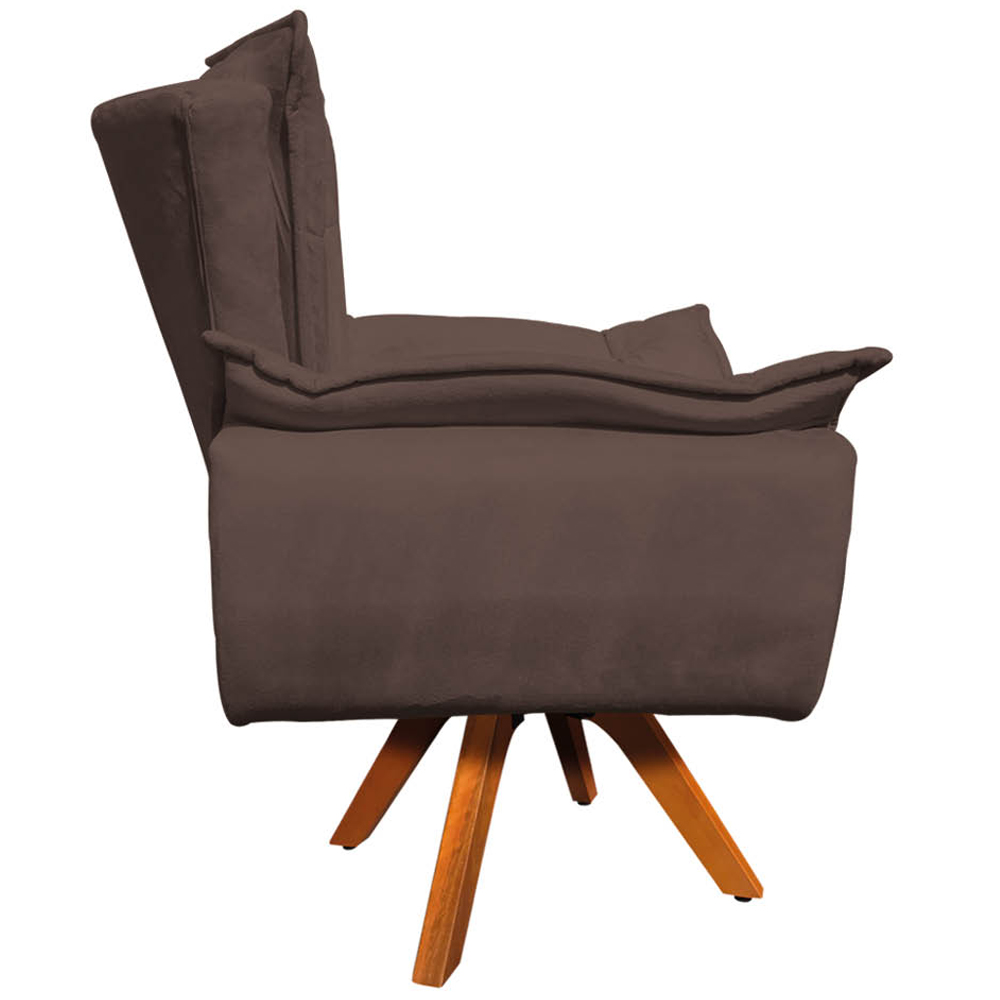 Kit 2 Poltronas Decorativas Base Giratória em Madeira Charger Suede Marrom G19 - Gran Belo