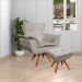 Kit 2 Poltronas Decorativas Base Giratória em Madeira Charger Suede Nude G19 - Gran Belo