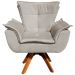 Kit 2 Poltronas Decorativas Base Giratória em Madeira Charger Suede Nude G19 - Gran Belo