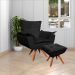 Kit 2 Poltronas Decorativas Base Giratória em Madeira Charger Suede Preto G19 - Gran Belo