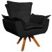 Kit 2 Poltronas Decorativas Base Giratória em Madeira Charger Suede Preto G19 - Gran Belo