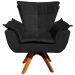 Kit 2 Poltronas Decorativas Base Giratória em Madeira Charger Suede Preto G19 - Gran Belo