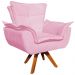 Kit 2 Poltronas Decorativas Base Giratória em Madeira Charger Suede Rosa G19 - Gran Belo