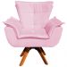 Kit 2 Poltronas Decorativas Base Giratória em Madeira Charger Suede Rosa G19 - Gran Belo