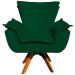 Kit 2 Poltronas Decorativas Base Giratória em Madeira Charger Suede Verde G19 - Gran Belo