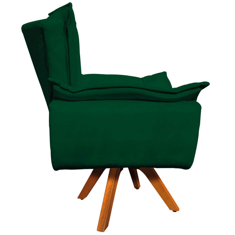 Kit 2 Poltronas Decorativas Base Giratória em Madeira Charger Suede Verde G19 - Gran Belo
