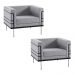 Kit 2 Poltronas Decorativas Base de Aço Preto Jeanneret-Gris Linhão Cinza G17 - Gran Belo