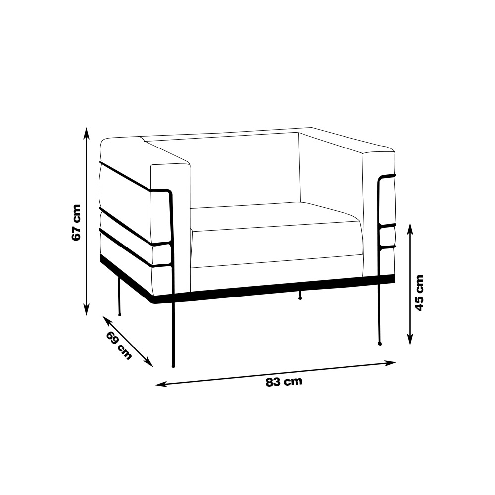 Kit 2 Poltronas Decorativas Base de Aço Preto Jeanneret-Gris Linhão Cinza G17 - Gran Belo