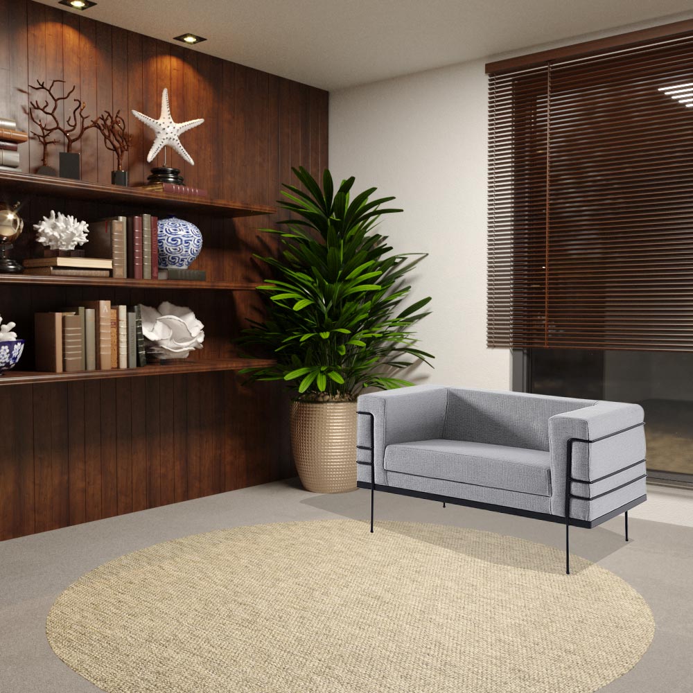 Kit 2 Poltronas Decorativas Base de Aço Preto Jeanneret-Gris Linhão Cinza G17 - Gran Belo