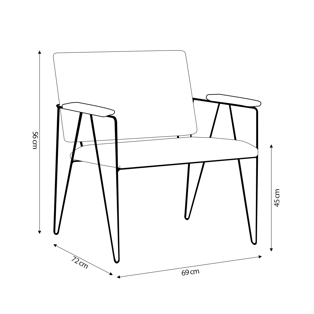 Kit 2 Poltronas Decorativas Base em Aço Preto Eslovenia Linho Azul Marinho G17 - Gran Belo