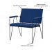 Kit 2 Poltronas Decorativas Base em Aço Preto Eslovenia Linho Azul Marinho G17 - Gran Belo