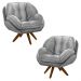 Kit 2 Poltronas Decorativas Base em Madeira Giratória Giroud Veludo Cinza G33 - Gran Belo