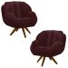 Kit 2 Poltronas Decorativas Base em Madeira Giratória Giroud Veludo Marsala G33 - Gran Belo