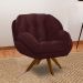Kit 2 Poltronas Decorativas Base em Madeira Giratória Giroud Veludo Marsala G33 - Gran Belo