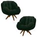 Kit 2 Poltronas Decorativas Base em Madeira Giratória Giroud Veludo Verde G33 - Gran Belo