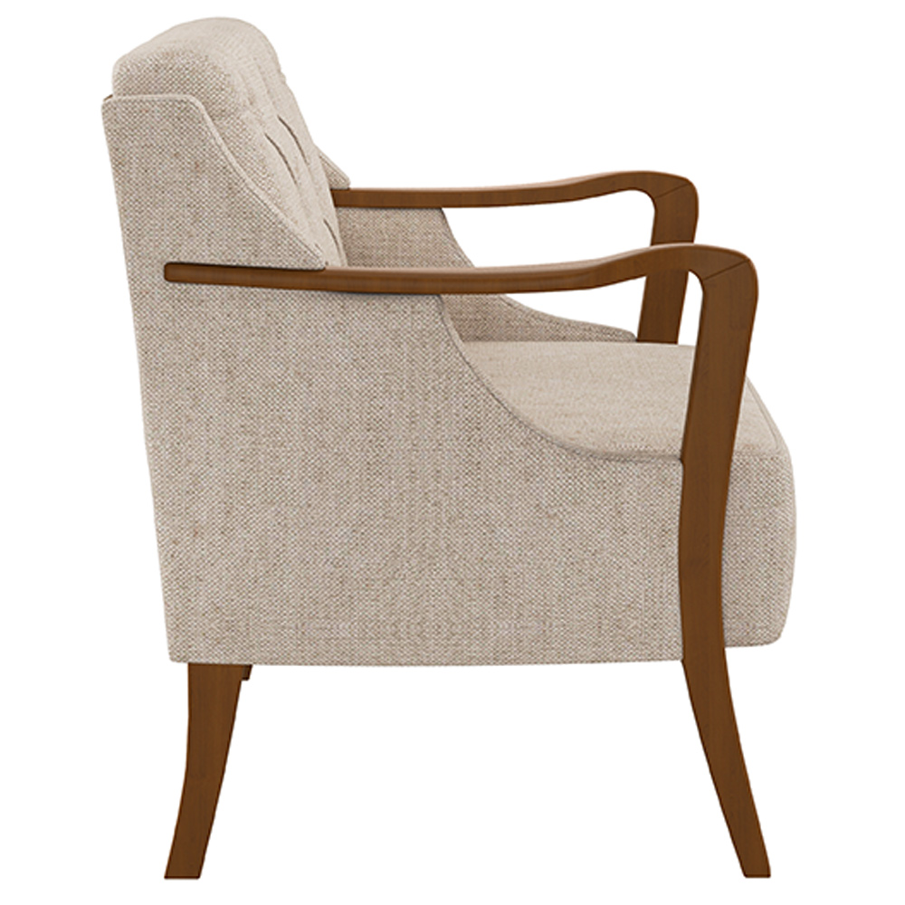 Kit 2 Poltronas Decorativas Braços em Madeira Hand Linho Bege G45 - Gran Belo